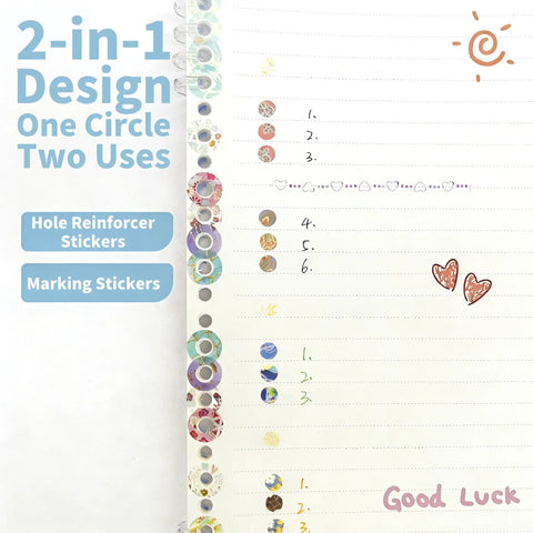 Killer Precision Donut Punch For Washi Tape And Paper Crafting Tool creating hole reinforcer stickers on planner pages.