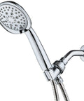 Square 6 Setting High Pressure Hand Shower With Extra Long 72 Inch Stainless Hose Bracket Solid Brass Fittings All Chrome Finish Premium Handheld Shower Head From A Top American Manufacturer Built To Last showing chrome finish and stainless hose