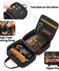 Carrying Case For Klein Tools 80101 ET310 AC Circuit Breaker Finder And Electrical Test Tools, open with tools visible inside.
