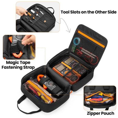 Carrying Case For Klein Tools 80101 ET310 AC Circuit Breaker Finder And Electrical Test Tools, open with tools visible inside.