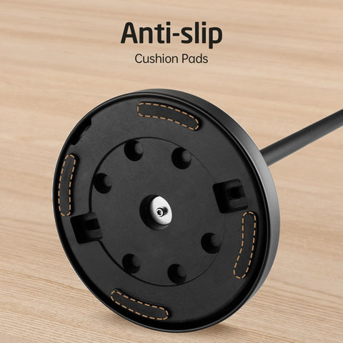 Anti-slip cushion pads on the base of the Zero Fuss Freestanding Toilet Paper Holder Stand in classic black.