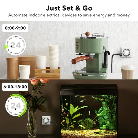 Heavy Duty Mechanical 24 Hour Timer Dual Outlet 3 Prong Indoor Power Timer For Lamps Fans Christmas Lights White 1875W