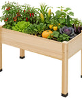 Raised Garden Bed With Sturdy Stand For Backyard Or Patio, 48x30x24 Inch Light Wood Planter Box With Bed Liner, Legs, Divider