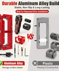 Heavy Duty Door Hinge Jig Kit Featuring Sturdy Aluminum Template For Quick Hinge Mortising And No Sweat Deadbolt Setup On Most Popular Household Doors, aluminum versus plastic comparison.
