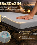 2 Inch Memory Foam Comfy Camping Cot Pad For Folding Cots With Removable Cover Non Slip Waterproof Bottom Portable Roll Up Camp Gear For Car Camping Tent Trips RV Travel Pad Only, hand pressing