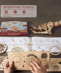 3D Wooden Cannon Catapult Puzzle Kit For Adults And Kids STEM Building Toy DIY Model Kit For Family Fun Colorable Wooden Craft Educational Wood Puzzle Interactive Desktop Game, wooden parts and instruction sheet