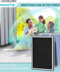 Replacement Filter For Membrane Solutions Air Purifier With 3-In-1 Filtration shown with family and dog in fresh home environment