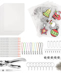 Kickstart Your Craft Game With This Hella Cool 198 Piece Heat Shrink Plastic Sheet Kit featuring blank sheets, pencils, charms, and a hole punch.