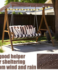 LED Lighted Patio Swing Canopy Replacement Top Waterproof 2-3 Seat Shade Awning Cover For Garden Outdoor Brown with LED lights
