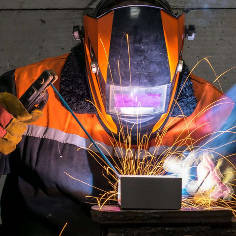 Welder using 20 Piece Aluminum Welding Plates 2 By 4 Inch One Eighth Inch Thick For TIG MIG Arc Welding Practice Sheets Heat Sink Blocks