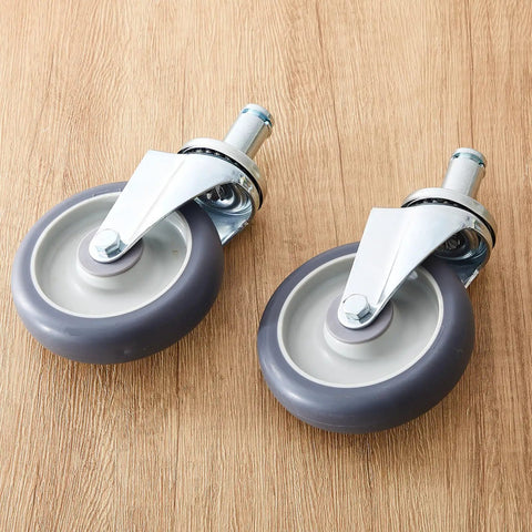 4 Pack 5 Inch Swivel Caster Wheels For Metro Shelving Grip Ring Stem Casters With Non Marking TPR Wheels