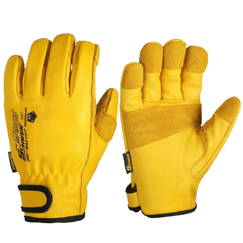 ANSI A9 Cut Resistant Leather Work Gloves With Reinforced Fingertips And Palm PM3401 Cowhide Safety Gloves Size L