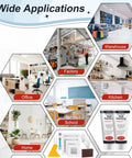 Collage showing wide applications of 2 Pack Drywall Repair Kit With Quick Dry Spackle, including office, home, school, and factory use.