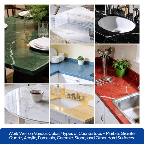 DIY Marble And Granite Repair Kit With Spot On Color Match For Quick Drying Quartz Countertop Fix On Granite Marble Tiles And Stone Surfaces For Chips Cracks Scratches And Holes on various countertop surfaces
