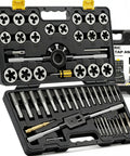 Beefy Heavy Duty 52 Piece Large SAE Tap And Die Set For Auto Shop And Home Garage 1/4-20 To 1-14 Thread Repair Kit shown in black case