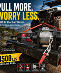 Heavy Duty Electric Winch With Steel Cable 4500 Lb Pulling Power For Atv Utv Trailer, 12V DC Motor Auto Brake Recovery Gear, shown mounted on a trailer.