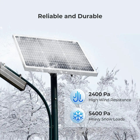 50 Watt Monocrystalline Solar Panel Delivers 22 Percent High Efficiency Straight To Your Setup Featuring Heavy Duty Bypass Diodes in snow.