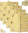 Beefy Heavy Duty Ball Bearing Solid Brass Door Hinges Set Of 24, 3.5 by 3.5 inches, non lacquered gold finish with decorative tips