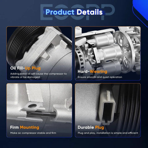 Premium AC Compressor Keeps Your Whip Chillin Fits Ford Explorer and Mercury Mountaineer V6 4.0L 3.0L Engines detailed components view.