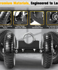 Premium materials behind a heavy duty 8 inch gate wheel for rolling gates with rubber tread and steel construction, 660 lbs capacity.
