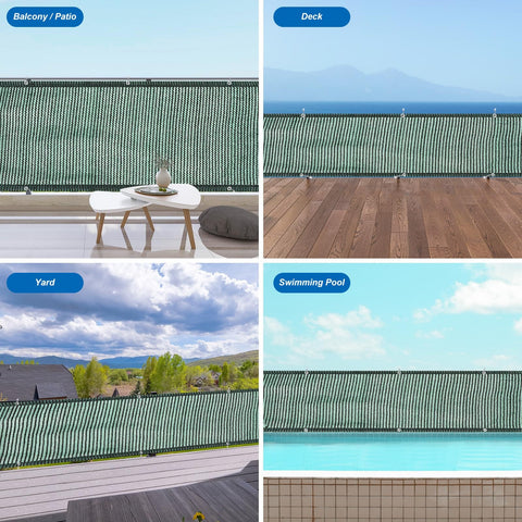 3x10 Patio Privacy Screen For Balcony And Fence Cover Railing Netting Mesh Shade Fabric on balcony, deck, yard, pool