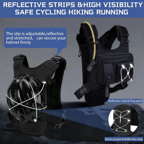 Hydration Chest Vest With 2L Water Bladder, Lightweight Running Backpack For Women And Men with reflective gear holster