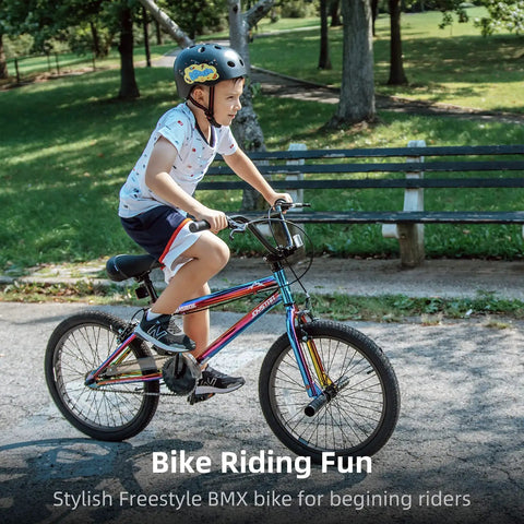 Child riding Gemsbok 20 Inch Kids BMX Bike for Boys and Girls Ages 7 to 12, Freestyle Starter Ride with Dual Hand Brakes