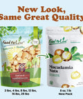 New packaging for macadamia nuts, featuring same great quality in various sizes, including 25 lb bulk option for Macadamia Nut Halves And Pieces Bulk 25 Pounds Raw Unsalted Shelled Kosher Vegan Go To Keto Snack For Baking And Toppings On Salads Yogurt With Creamy Texture And Rich Oil Content.