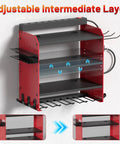 Cordless Tool Holder Wall Mount With Charging Station For Garage Or Workshop, red heavy duty tool organizer shelf with adjustable layers