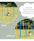 All Breeds Dog Agility Slalom Course With 12 Weave Poles Easy Assembly Outdoor Training Gear With Dog Weaving Through Poles