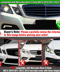 Mercedes Benz E Class W212 tow hook cover compatibility for 2010-2013 models, front bumper guide with correct placement check
