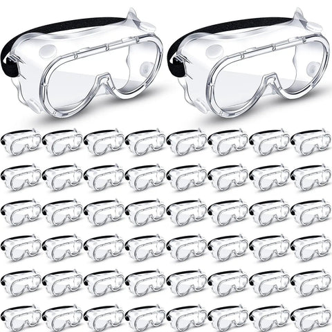 50 Pairs Anti Fog Protective Safety Goggles Lightweight Adjustable Splash Shield For Nurses Medical Chemistry And Lab Workers