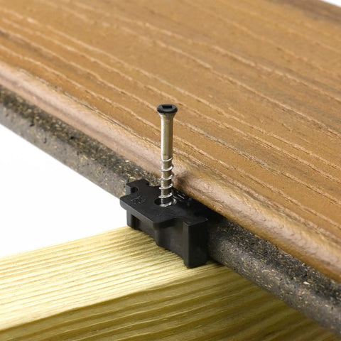 Hideaway Universal Hidden Deck Fastener Clip For Wood And Composite Decks Stainless Steel Self Gapping Hardware in use