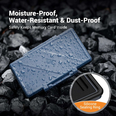 Fresh Hot Pink Memory Card Wallet Slick Waterproof Storage Holder For SD And Micro SD Cards Rock Solid Anti Shock Organizer Case on wet surface.