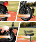 Compact Foldable 14 Inch Electric Bike For Adults With 500W Motor rear light, tires, brakes, and seat details