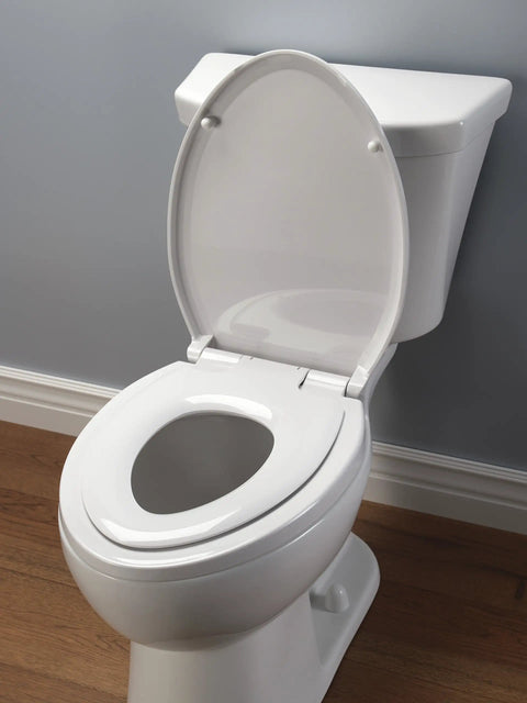 Elongated Nightlight Toilet Seat With Soft Close And Quick Release, Battery Powered Night Light For Bathrooms, Uses Four AA Batteries.