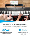 Beast 88 Key Semi Weighted Digital Piano Keyboard With Built In Forty Watt Stereo Speakers, lesson app on tablet