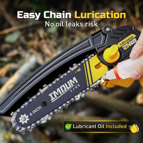 Lubricating 6-Inch Cordless Mini Chainsaw 21V 2.0Ah Battery Powered Pruning Saw for tree trimming