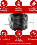 RoofMate Self Regulating Roof Heating Cable And Gutter Heat Tape With 10ft Cold Lead, Thermoplastic Overjacket, UV-resistant