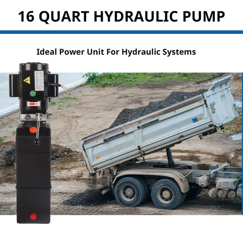 Beefy 16 Quart Hydraulic Power Unit 220V 2.2kW 3450 RPM Single Acting Pump For Car Lifts And Dump Trailers 3200 PSI Max