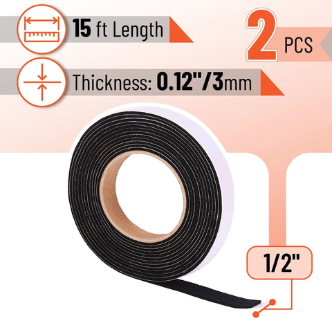 UNCO smoker gasket roll, 2-pack, black, 15 ft long, 1/2 in x 1/8 in high-temp
