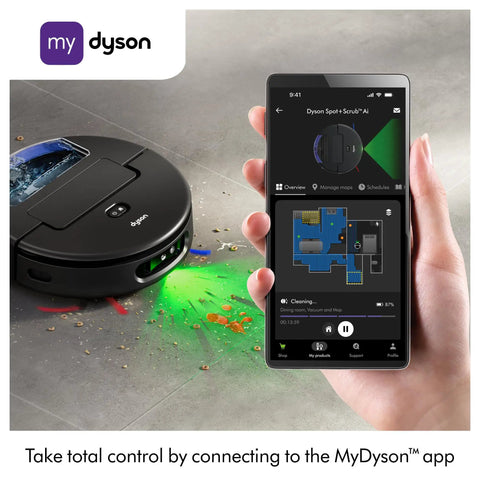 Spot Plus Scrub AI Wet And Dry Robot Vacuum With AI Spill Detection Self Cleaning Wet Roller on tiled floor with control app