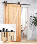 Premium J Shape Sliding Door Hardware Kit With Six Foot Carbon Steel Track And Nylon Rollers Built Rock Solid For Double Barn Doors Delivers Hella Smooth Daily Glides on wooden barn door.