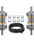 Universal Inline Fuel Filter Kit With Clear View Filter For Three Sixteenth Inch 5mm Fuel Lines Includes Hose Clamps