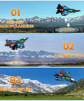 Visual diagram of 2.4GHz Remote Control Plane With Auto Hover And 3D Flip showing takeoff, stabilization, and return features.