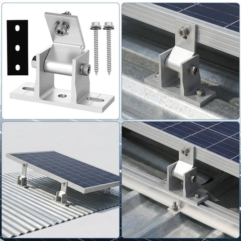 Slap On Those Bad Boy Solar Panel Mount Brackets For Flat Roofs And Rv Rigs With Adjustable 10 To 60 Degrees Aluminum Alloy Legs And Anti Slip Rubber Base 4 Pack with screws and aluminum mount on flat roof