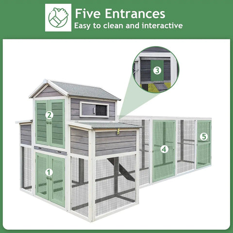 Ultra Spacious Outdoor Chicken Coop 82 Inch Hen House For Three To Four Chickens With detailed entrance design