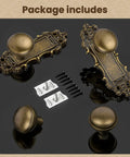 Bronze Interior Dummy Door Knobs, 2 Pack - Antique Bronze Door Handles set with screws and plates, Baroque design, top view