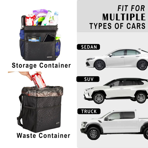 Cute Collapsible Car Trash Can With Lid Leak Proof Two Gallon Waste Basket To Keep Your Whip Clean And Toss Nothin But Clutter During Long Drives Or Weekend Cruises