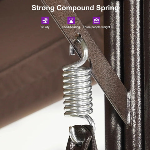 Strong compound spring detail on Deluxe 3 Seat Backyard Outdoor Patio Porch Swing With Weather Resistant Steel Frame, Cushions Included